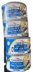 4 BIG 12.5oz Cans CRIDER Premium Chunk White Chicken in Water EXP Oct 2026 F09