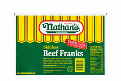 Nathan’s Famous – Skinless Beef Franks – 7:1 (2.3 oz each), 5 lbs