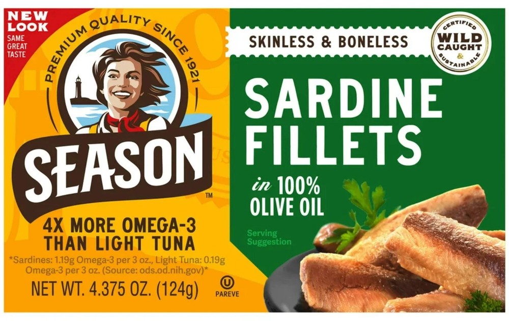 Season Skinless Boneless Sardines in Olive Oil 4.375 oz 6 Pack Fish