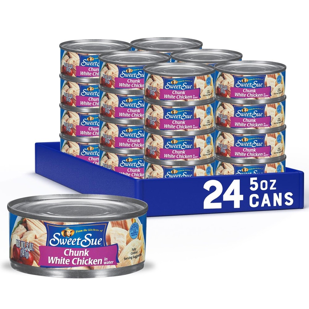 Sweet Sue Chunk 🥪 White Chicken 🍗 in Water, 5 oz Can (Pack of 24)
