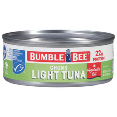(24 pack) Bumble Bee Chunk Light Tuna in Vegetable Oil Wild Caught Skipjack Tuna