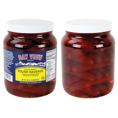 Bay View Pickled Polish Sausage 2lb Pack of 2 Beef Sausage Jars Imported