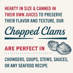 Snow’s Wild Caught Chopped Clams Canned, 6.5 oz Can Pack of 12 99% Fat Free