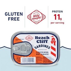 Beach Cliff Wild Caught Sardines in Louisiana Hot Sauce, 3.75 oz Can (Pack of 12