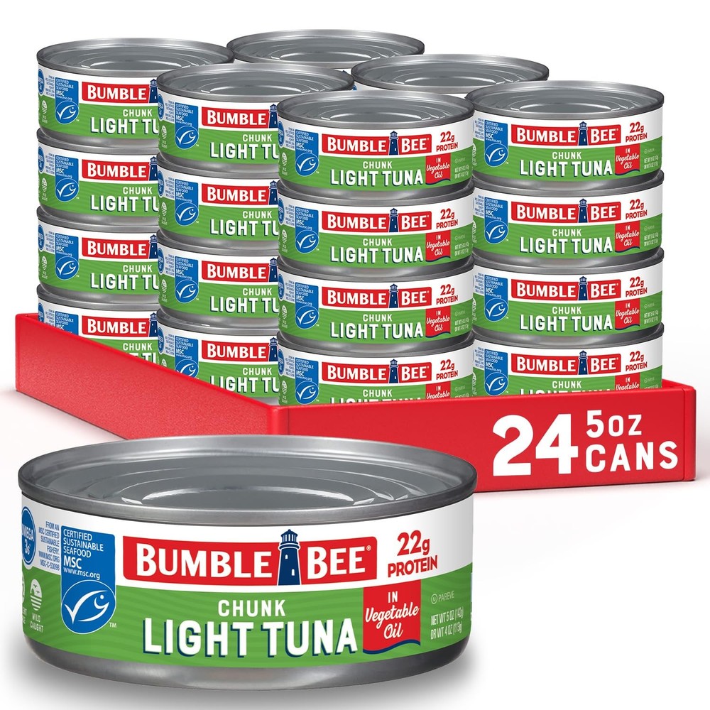 Bumble Bee Chunk Light Tuna In Oil, 5 oz Cans Pack of 24 Wild Caught Skipjac…