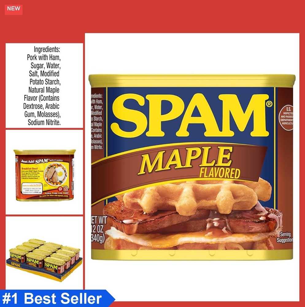 Canned Maple Flavored Spiced Meat 12 oz Shelf Stable Fully Cooked Pork Protein