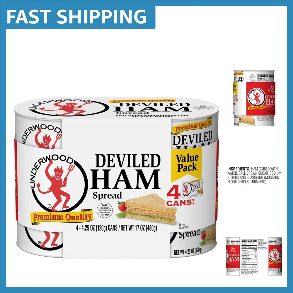 Deviled Ham Spread, Gluten-Free, Delicious 4.25 Oz Pack of 4 for Family Meals