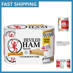 Deviled Ham Spread, Gluten-Free, Delicious 4.25 Oz Pack of 4 for Family Meals