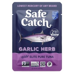 Elite Lowest Mercury Wild-Caught Tuna Fish Pouch, Garlic Herb Flavor, Gluten-…