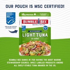 Bumble Bee Chunk Light Tuna in Water 2.5oz Pouches 12pk Ready to Eat Wild Caught