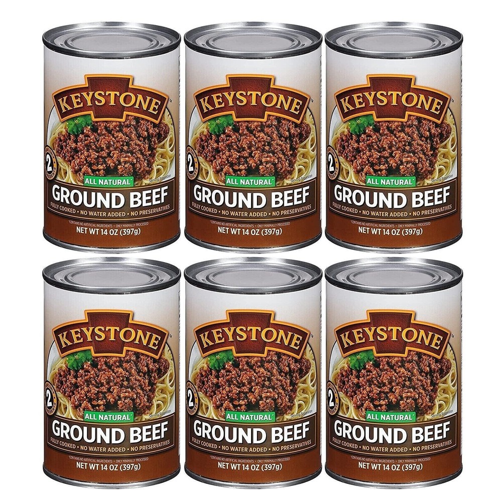 24 Can-Keystone Meats Natural Ground Beef ✅ Fully Cooked 14 oz No Preservatives✅