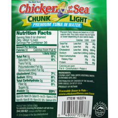 Chicken of the Sea, Chunk Light Premium Tuna in Water, 7 oz, 12-Count