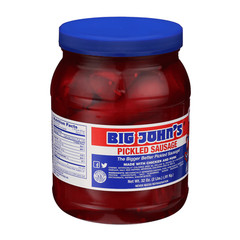 Big John’s Ready To Eat Red Hots Pickled Sausage 32oz Jar Protein 10g Delicious