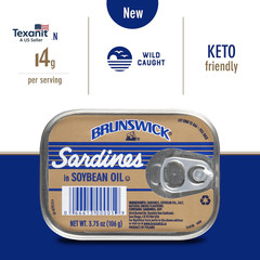 Wild Caught Sardines in Soybean Oil, 3.75 Oz Can (Pack of 12) – 14G Protein per