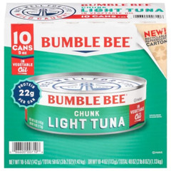 Bumble Bee Chunk Light Tuna in Oil, 5 oz Cans – 10 Count