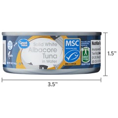 (6 pack) Great Value Solid White Albacore Tuna in Water, 5 oz