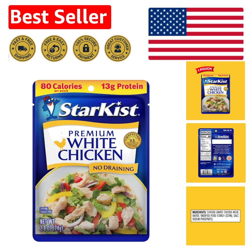 Convenient Ready-to-Eat White Chicken Pouch – 2.6 oz, High Protein Snack