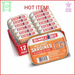 Bumble Bee Sardines in Louisiana Hot Sauce, 3.75 oz Tin (Pack of 12) – Wild Caug