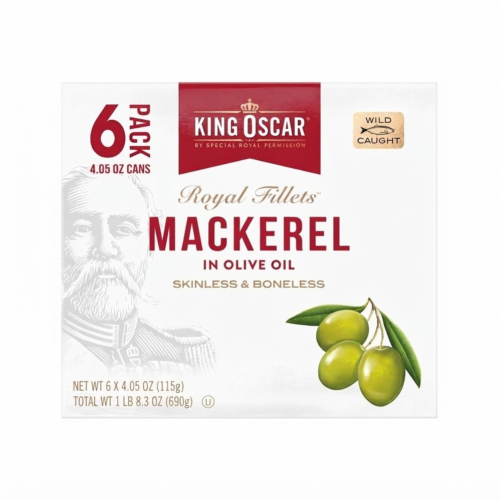 Wild Caught Mackerel in Olive Oil Skinless Boneless Pack of 6 4.05oz