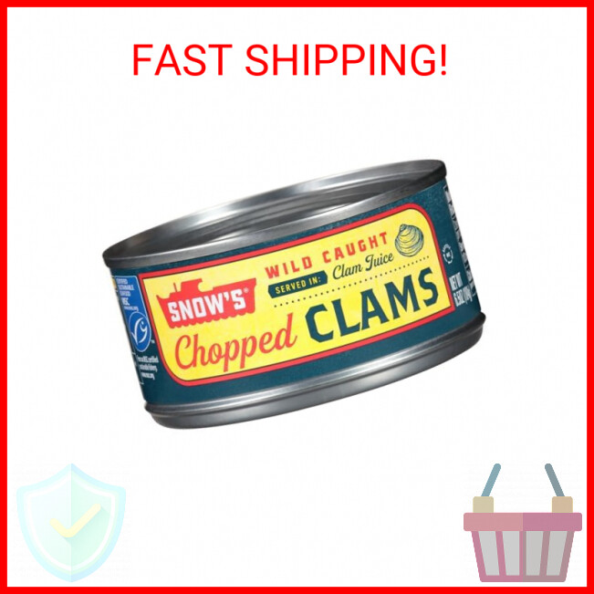 Snow’s Wild Caught Chopped Clams Canned, 6.5 oz Can – 5g Protein Per Serving – G