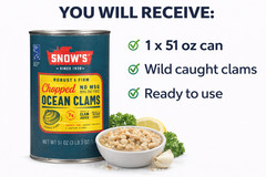 Snow’s Chopped Ocean Clams 51oz Can Single No MSG Wild Caught