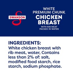 Swanson White Premium Chunk Chicken Breast with Rib Meat, 4.5 oz (4 Pack)
