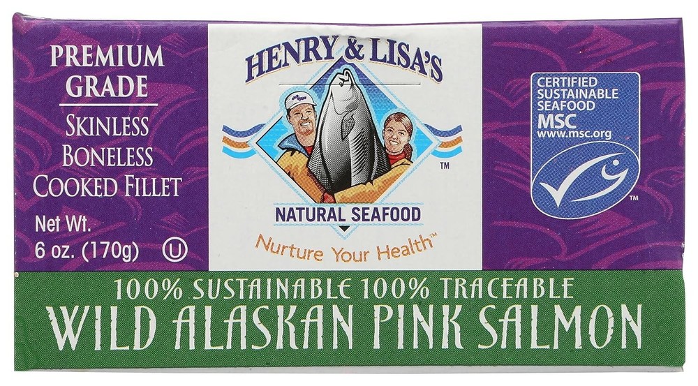Henry & Lisa’s Natural Seafood Wild Alaskan Pink Salmon, 6-Ounce Cans