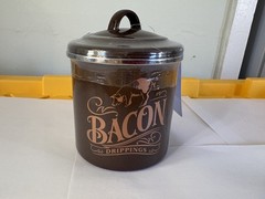 Bacon Grease Can, sealed never used brown , made by Ayesha
