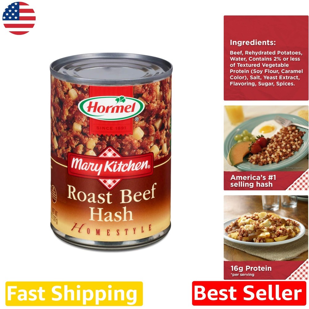 Value Pack Roast Beef Hash 14oz Cans – 12 Count – Restaurant Style, Protein Rich