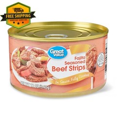 Great Value Fajita Seasoned Beef Strips in Sauce, 12 oz Can