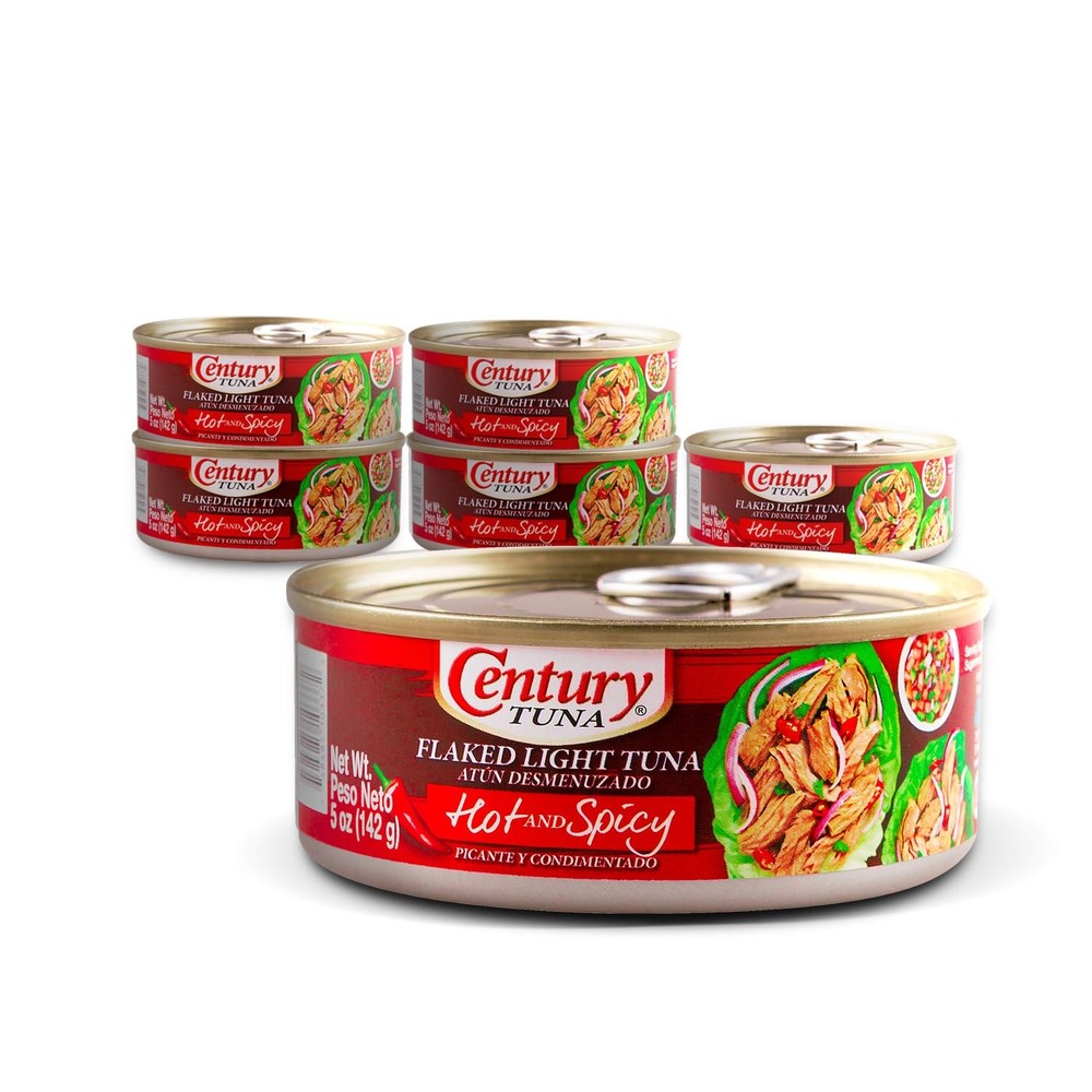 Century Tuna Hot & Spicy Flaked Light Tuna in Oil (6PK)