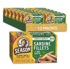 Season Skinless & Boneless Sardines in Olive Oil, 12-count, Total 52.5 oz