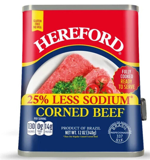 HereFord 25% Less Sodium Corned Beef 12 oz (Pack of 24)6/2028