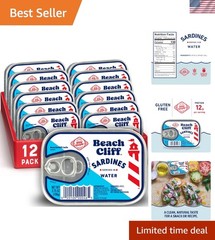 Sardines in Water, 3.75 oz Can Pack of 12 – Wild Caught Sardines – 12g Protei…