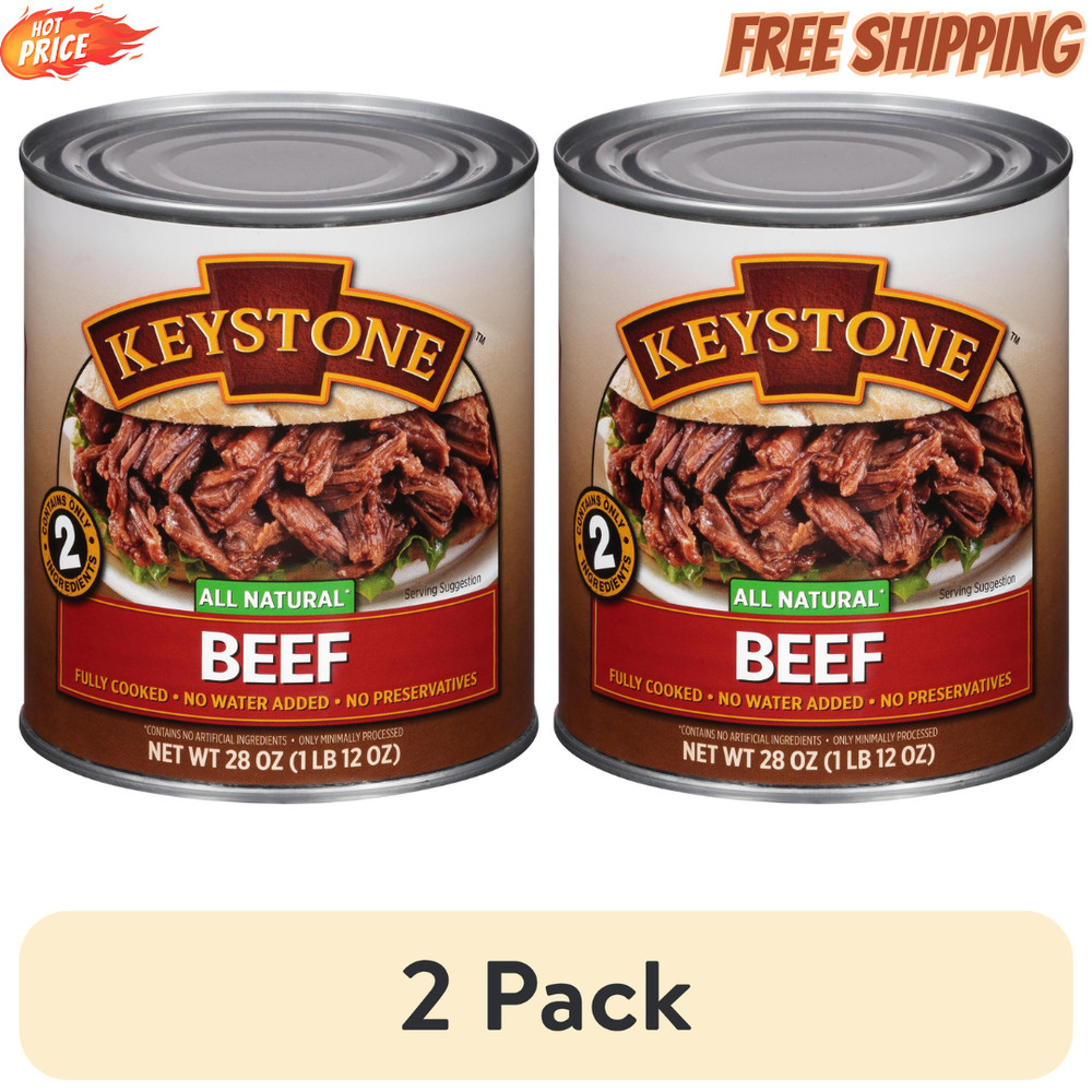 (2 Pack) Keystone All Natural Beef, 28 Oz Can High Protein No Carbs Gluten Free