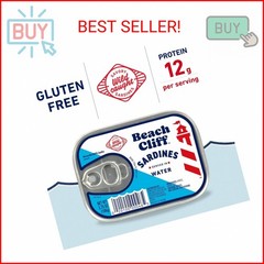 Beach Cliff Sardines in Water, 3.75 oz Can (Pack of 12) – Wild Caught Sardines –
