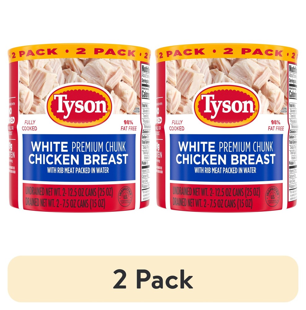 (2 pack) Tyson White Premium Chunk Chicken Breast, 12.5 oz Can (2 Pack)
