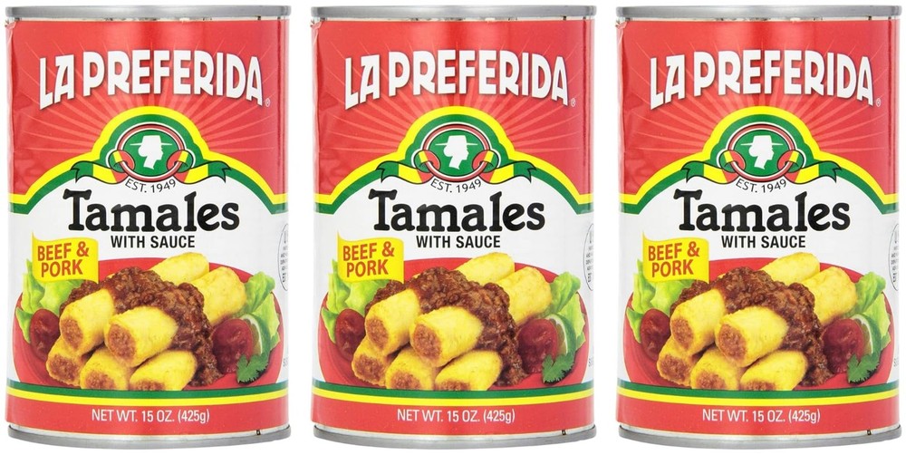 Beef & Pork Canned Tamales with Sauce, 15 oz. (Pack of 12)