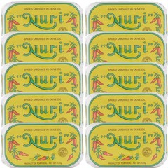 NURI Portuguese Sardines in Spiced Olive Oil 10 Pack 4.4 oz cans