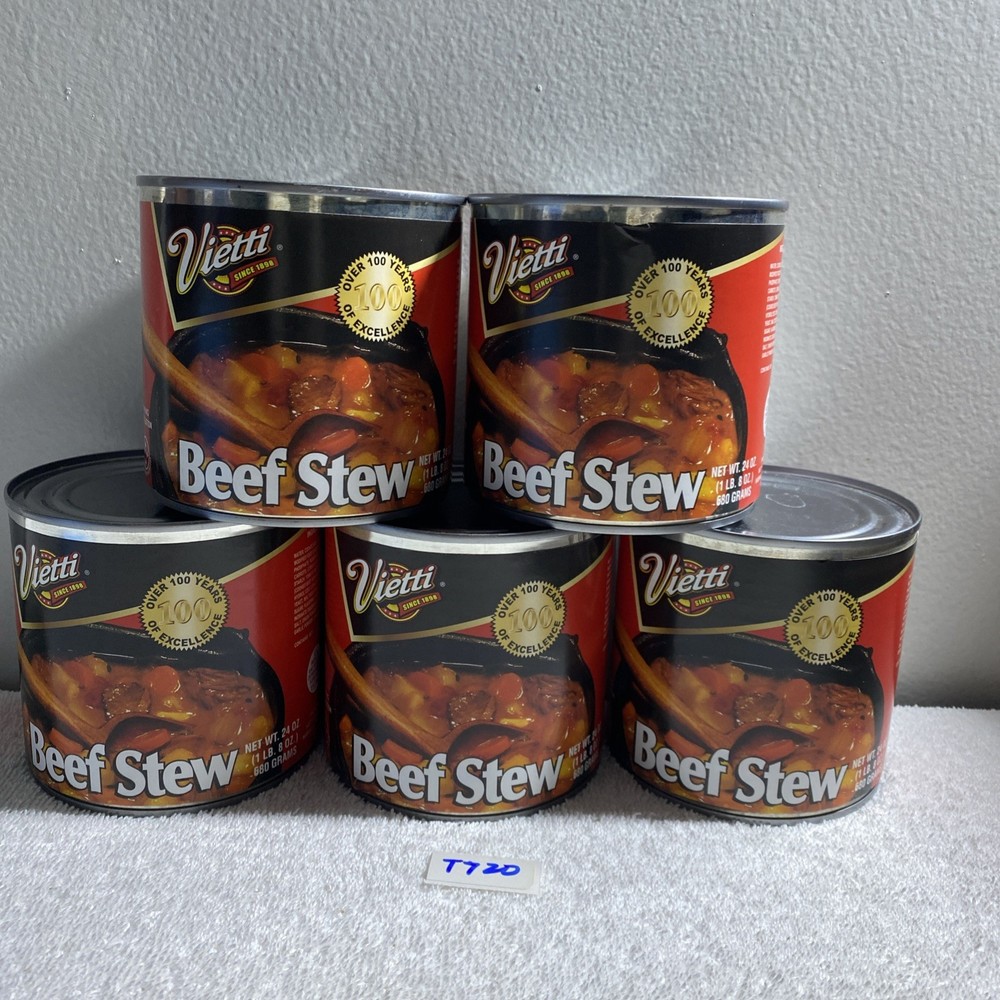 Lot 5 Cans Vietti Beef Stew, 24oz each. Ready To Eat, (T 720) New, Free Shipping