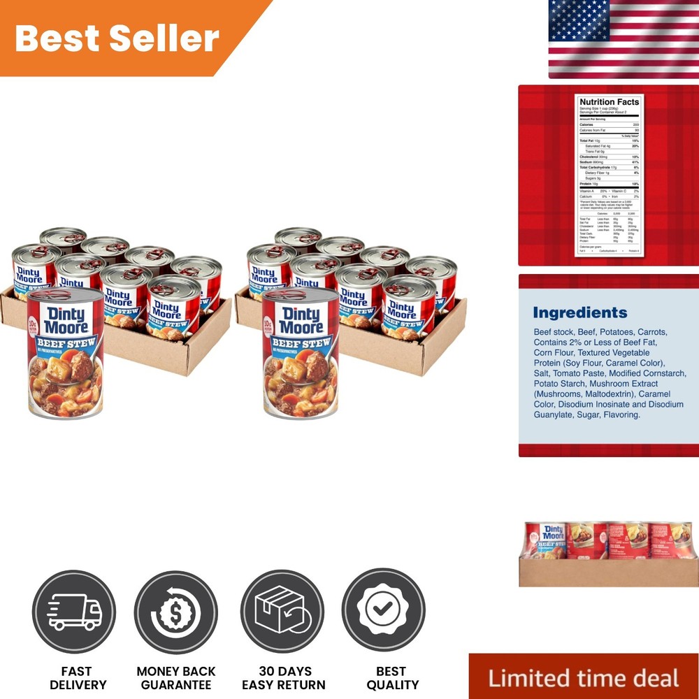 Hearty Gluten-Free Beef Stew – 15 oz Cans, 10g Protein, Perfect for Quick Meals