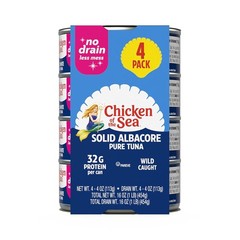 Chicken of the Sea Wild Caught Solid White Pure Albacore, No Drain, 4 oz Cans…