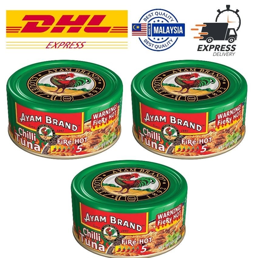 Ayam Brand Fire Hot Chilli Tuna Spicy Level 5 Canned Fish Malaysia Food 3 Cans