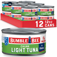 Chunk Light Tuna in Water, 12 Oz Can (Pack of 12) – Wild Caught Skipjack Tuna