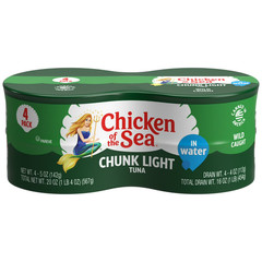 (2 pack) Chicken of the Sea Chunk Light Tuna in Water, 5 oz, 4 Cans