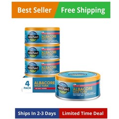 Albacore Wild Tuna, No Salt Added, Canned Tuna, Pole & Line Caught, 5 oz, Pac…
