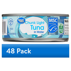 (48 pack) Great Value Chunk Light Tuna in Water, 5 oz