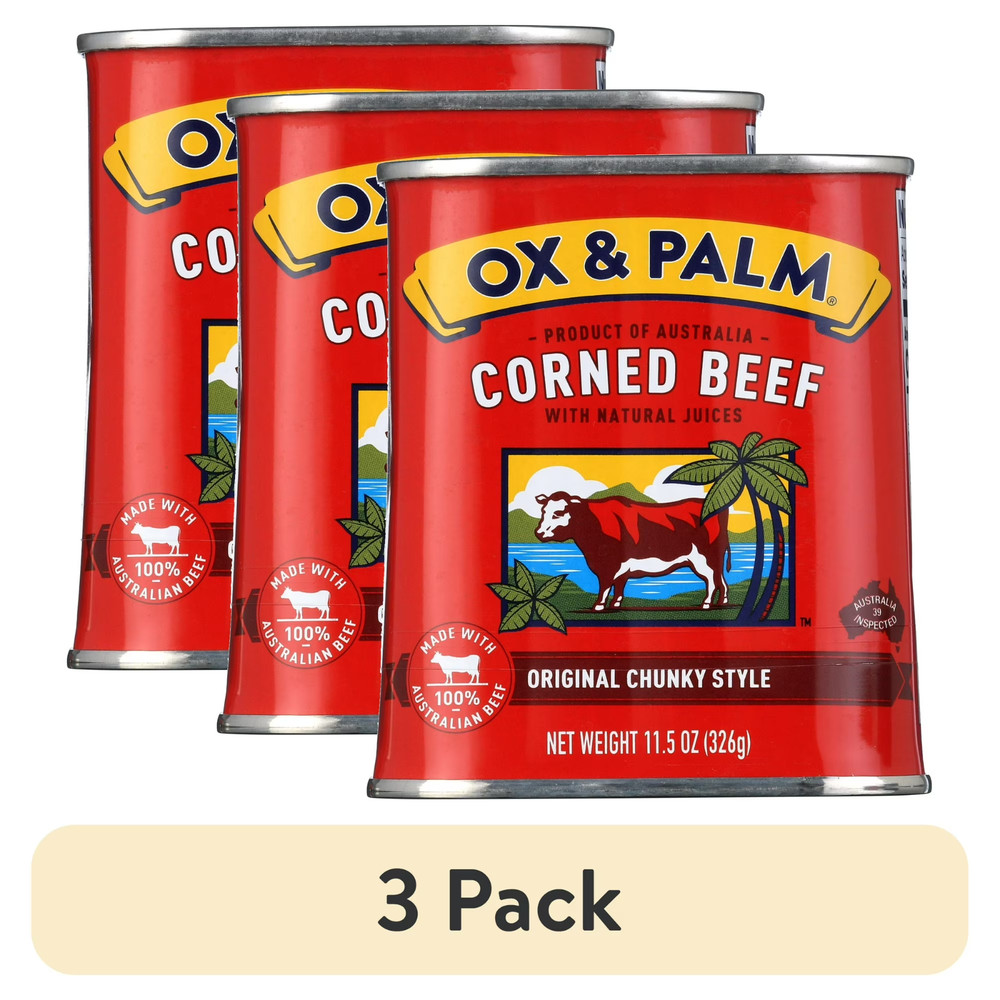 Ox & Palm Corned Beef original chunky Style in Tapered Can 11.5 oz can.