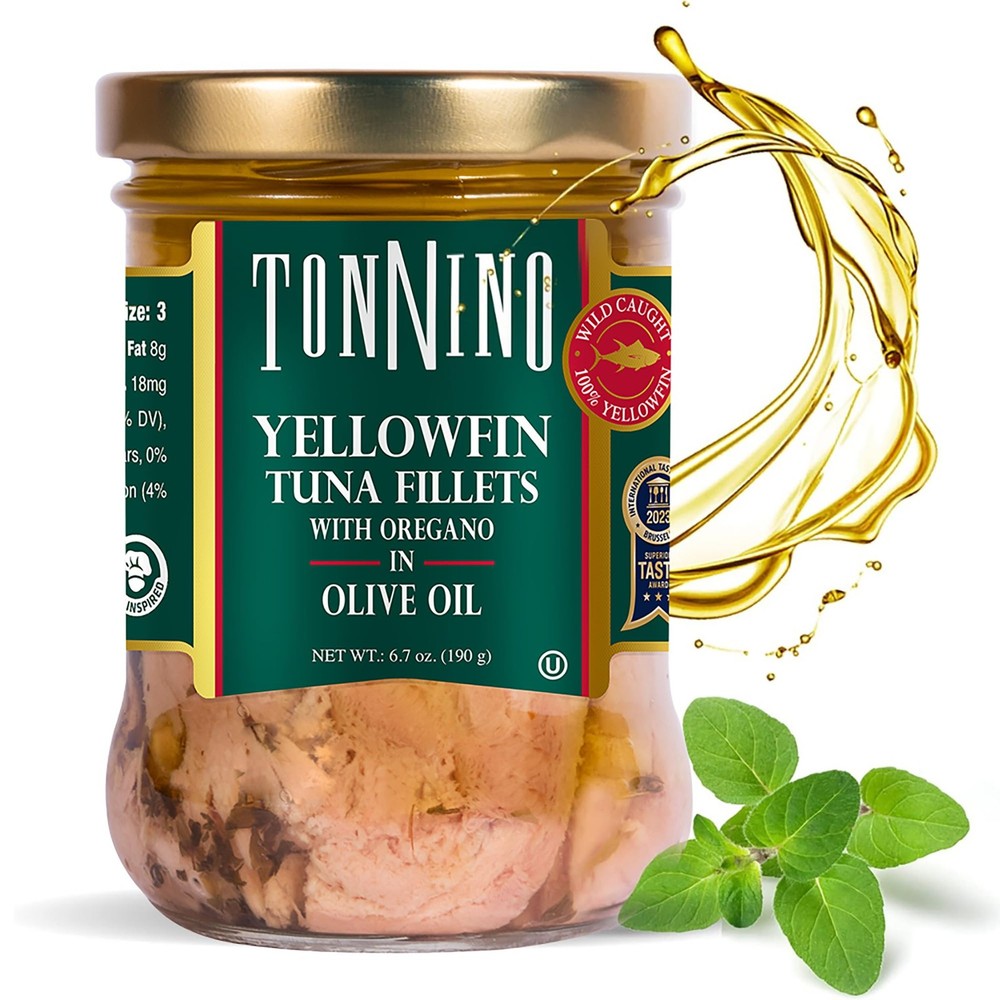 Tonnino Yellowfin Tuna Fish – Oregano in Olive Oil – Pack of 6 – Alternative …