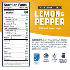Lemon & Pepper Seasoned Tuna Pouch – Wild Caught and Ready to Eat for Snack, …